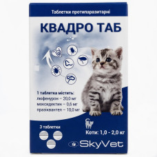Таблетки Квадро Таб від паразитів для котів вагою 1-2 кг №3