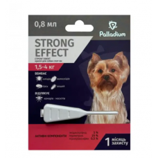 КРАПЛІ Palladium (Палладіум) НА ХОЛКУ ВІД БЛІХ, КЛІЩІВ ТА КОМАРІВ STRONG EFFECT ДЛЯ СОБАК ВАГОЮ 1,5-4 КГ