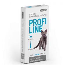 Краплі PROVET PROFILINE для котів  до 4кг (4піпх0,5мл) від бліх та кліщів