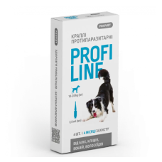 Краплі PROVET PROFILINE для собак  від 10 до 20 кг (4піп х 2мл) від бліх та кліщів