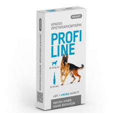 Краплі PROVET PROFILINE для собак  від 20 до 40 кг (4піп х 3мл) від бліх та кліщів