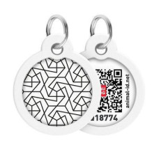Адресник для собак та котів металевий WAUDOG Smart ID з QR паспортом, "Геометрія" діаметр 25см,