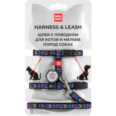 Шлейка + повідець нейлон "Інді" 10мм*122см/розмір XS /20-30см/25-40см WAUDOG Nylon з QR паспортом