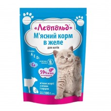 Консерви/паучі  Леопольд 100г для кішок (ягня + серце)