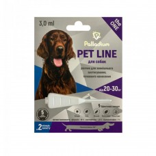 КРАПЛІ Palladium (Палладіум) НА ХОЛКУ ВІД БЛІХ, КЛІЩІВ ТА ГЕЛЬМІНТІВ PET LINE THE ONE ДЛЯ СОБАК ВАГОЮ 20-30 КГ