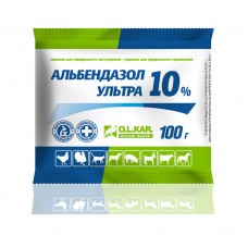 Альбендазол Ультра 10% антигельмінтик широкого спектру дії для сільгосп та домашніх тварин, порошок, 100 г